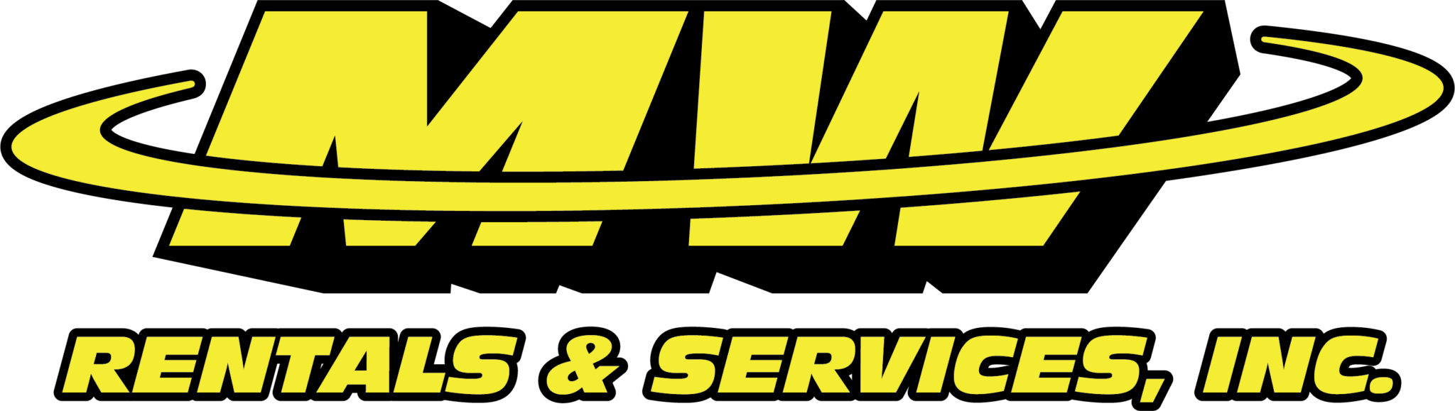 Yellow and black M.W. Rentals logo - Industrial and commercial equipment rentals